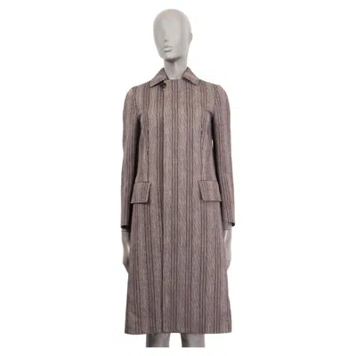 Pre-owned Jil Sander Grey & Brown Cotton Striped Concealed Zip Coat Jacket 32 Xxs In Gray