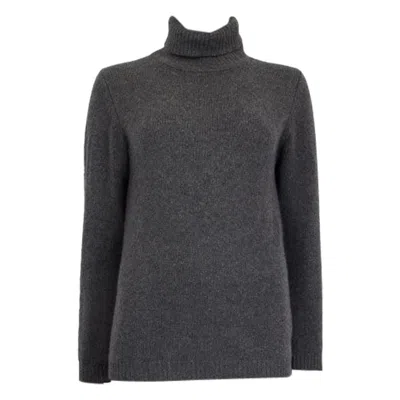 Pre-owned Jil Sander Grey Cashmere Turtleneck Sweater L In Gray