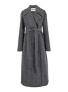 Jil Sander Long Grey Coat With Belt In Wool Blend Woman In Grey