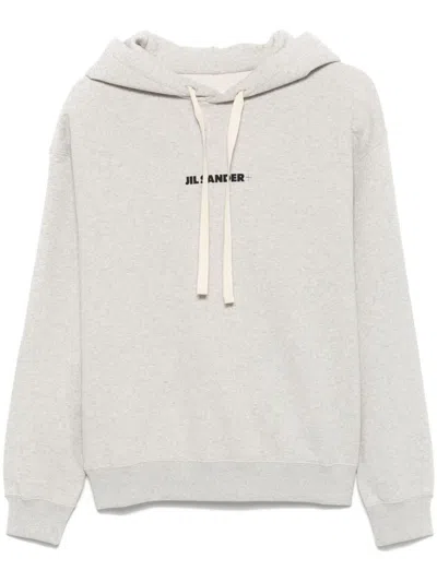 JIL SANDER JIL SANDER GREY COTTON HOODIE