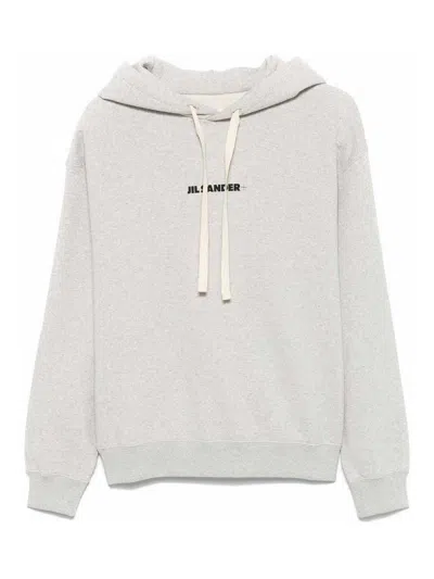 JIL SANDER GREY COTTON HOODIE