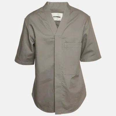 Pre-owned Jil Sander Grey Cotton Kimono Collar Shirt L