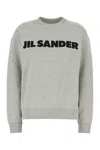 Jil Sander Cotton Sweatshirt With Ribbed Cuffs And Hem In Gray