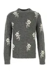 Jil Sander Alpaca Blend Sweater Embroidered Flowers In Gray