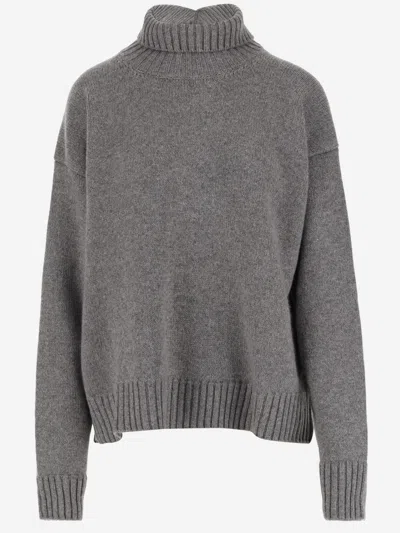 JIL SANDER GREY HIGH NECK SWEATER