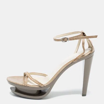Jil Sander Grey Leather Ankle Strap Sandals In Gray