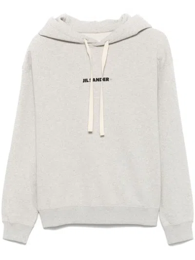 Jil Sander Grey Logo Print Hoodie