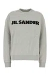 Jil Sander Cotton Sweatshirt With Ribbed Cuffs And Hem In Gray
