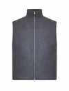 Jil Sander Sleeveless Wool Jacket With High Ribbed Collar In Blue