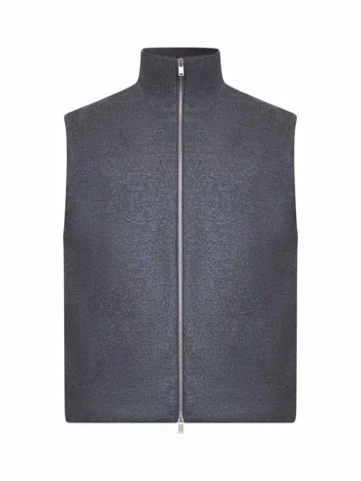 JIL SANDER GREY MELTON WOOL PADDED VEST