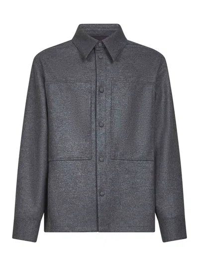 Jil Sander Grey Melton Wool Shirt In Gray