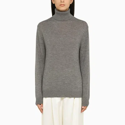 JIL SANDER GREY REGULAR WOOL TURTLENECK