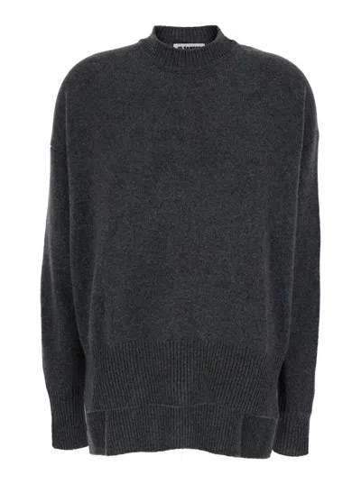 Jil Sander Grey Ribbed Pullover In Cashmere Woman