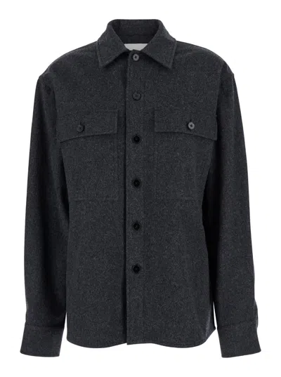 JIL SANDER GREY SHIRT WITH BUTTONS IN WOOL WOMAN