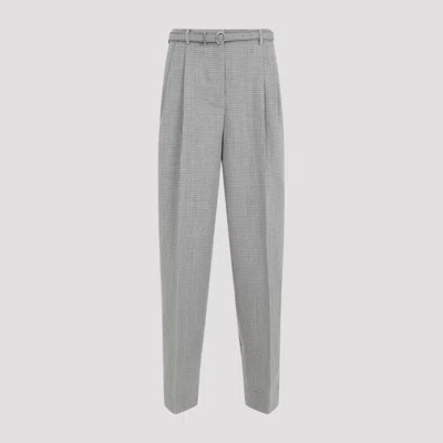 JIL SANDER GREY STRAIGHT HEM WOOL PANT