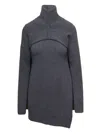 Jil Sander Grey Two-piece Sweater With High-neck In Wool Woman In Grey