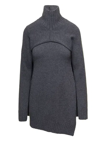 JIL SANDER GREY TWO-PIECE SWEATER