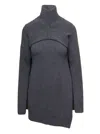 Jil Sander Grey Two-piece Sweater With High-neck In Wool Woman In Grey