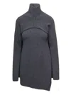 Jil Sander Grey Two-piece Sweater With High-neck In Wool Woman In Multicolor
