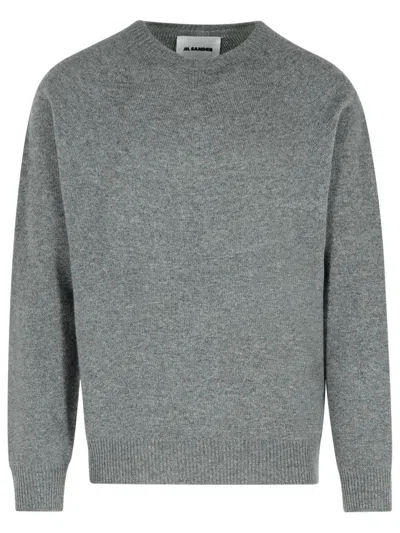 JIL SANDER GREY VIRGIN WOOL BLEND SWEATER