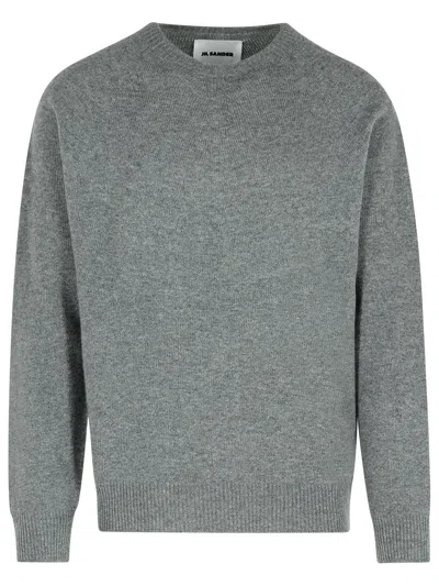 JIL SANDER JIL SANDER GREY VIRGIN WOOL BLEND SWEATER MEN