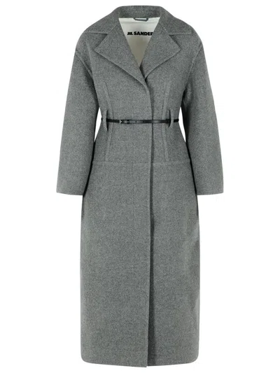 JIL SANDER JIL SANDER GREY VIRGIN WOOL COAT