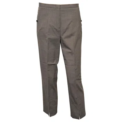 Pre-owned Jil Sander Grey Virgin Wool Tailored Trousers Us 4 Ankle Front Hem Slit Vintage In Gray