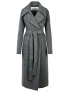 Jil Sander Long Grey Coat With Belt In Wool Blend Woman In Grey