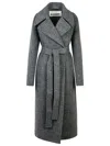 Jil Sander Long Grey Coat With Belt In Wool Blend Woman