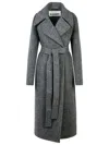 Jil Sander Long Grey Coat With Belt In Grey