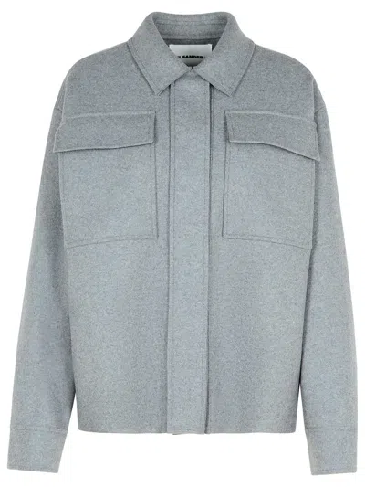 Jil Sander Grey Wool Blend Shirt Women In Gray