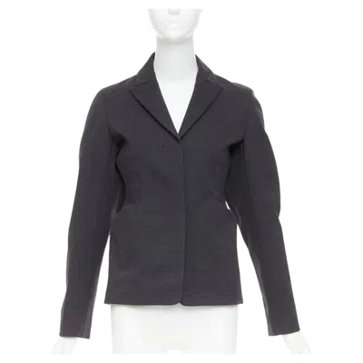 Pre-owned Jil Sander Grey Wool Curved Sleeve Sculptural Hourglass 3d Cut Blazer Fr34 Xs In Gray