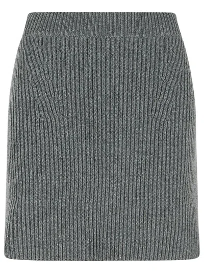 Jil Sander Grey Wool Miniskirt In Gray