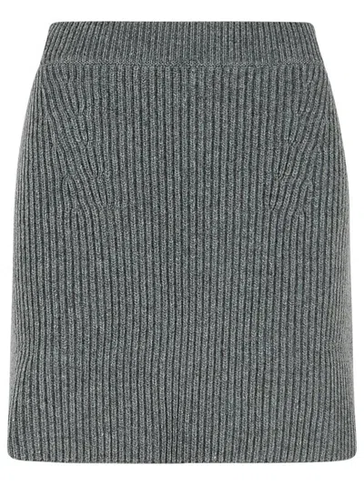 JIL SANDER JIL SANDER GREY WOOL MINISKIRT