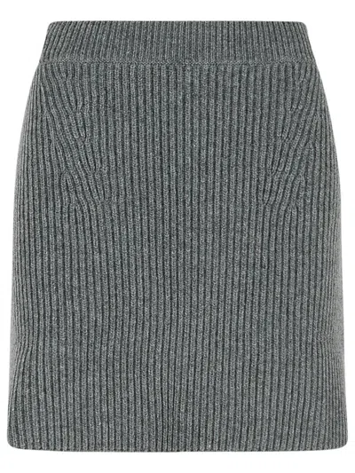 JIL SANDER GREY WOOL MINISKIRT