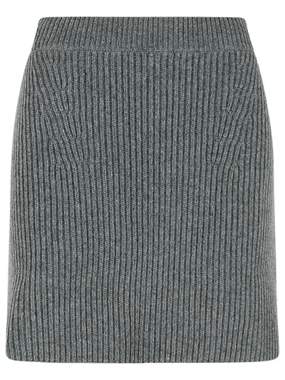 Jil Sander Grey Wool Miniskirt In Gray