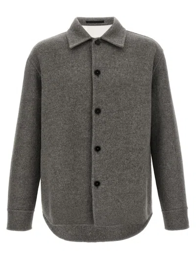 JIL SANDER GREY WOOL OVERSHIRT