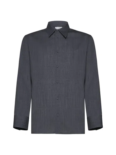 Jil Sander Grey Wool Shirt In Black