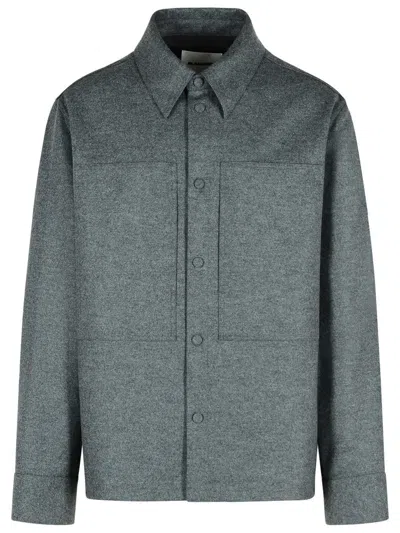 Jil Sander Grey Wool Jacket With Buttons In Gray