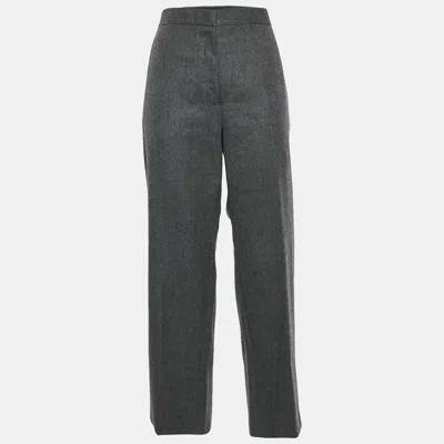 Pre-owned Jil Sander Grey Wool Straight Fit Trouser L In Gray