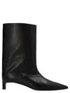 Jil Sander Black Leather Ankle Boots In Black