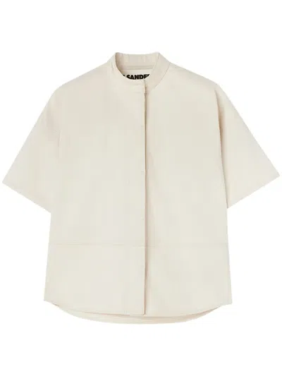 Jil Sander Half-sleeve Denim Shirt In Neutrals