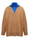 Jil Sander Zipper Detail Long Sleeve Knit Sweater In Multicolor