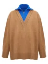 Jil Sander Zipper Detail Long Sleeve Knit Sweater In Multicolor