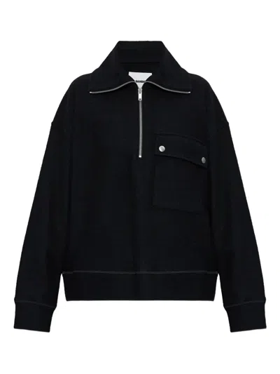 Jil Sander Half-zip Long-sleeve Sweatshirt In Blue