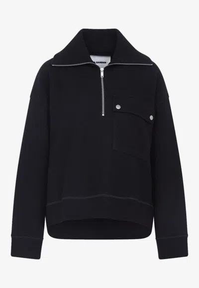 JIL SANDER HALF-ZIP PULLOVER SWEATSHIRT