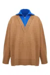 Jil Sander Zipper Detail Long Sleeve Knit Sweater In Brown