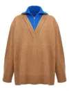Jil Sander Zipper Detail Long Sleeve Knit Sweater In Multi