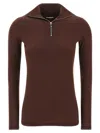 Jil Sander Half-zip T-shirt High Collar In Brown