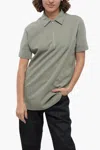 Jil Sander Half Zipped Cotton Blend Polo In Green